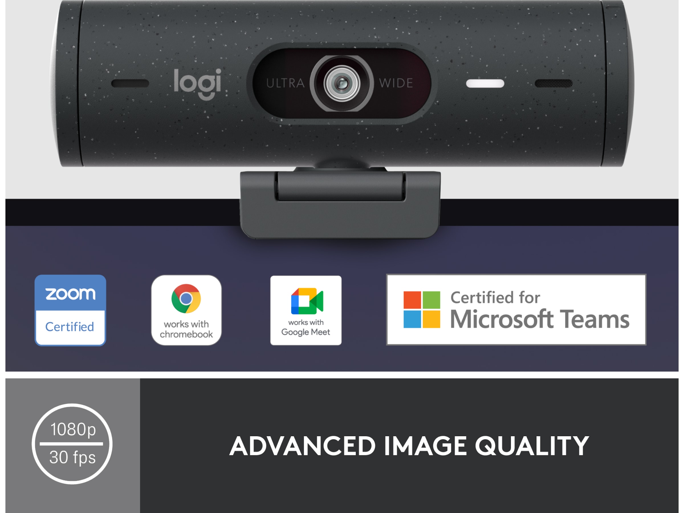 Logitech Brio 500 webcam (graphite) Webkameraer