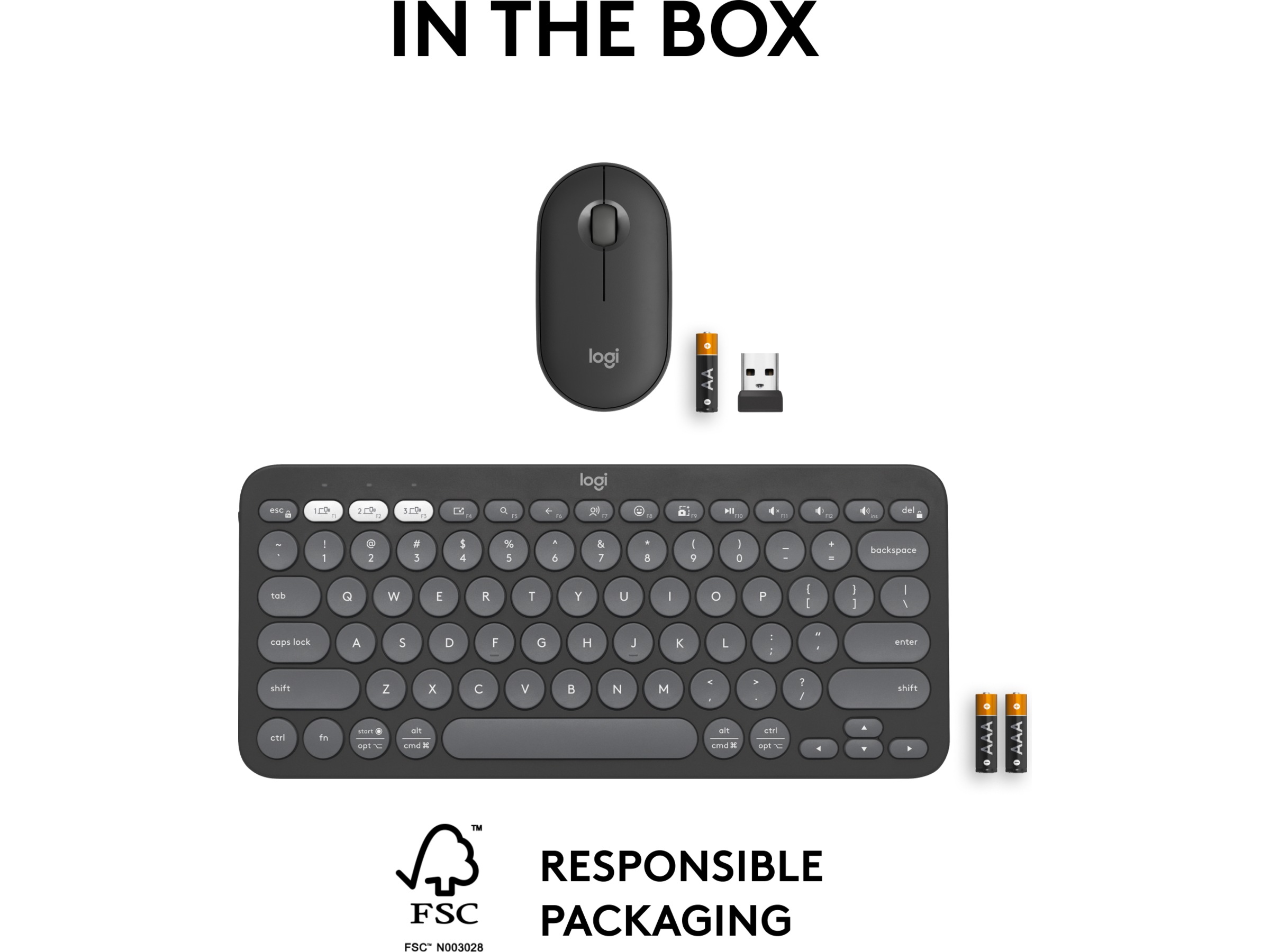 Pebble 2 Combo (sort) Mus & keyboards -kombinasjonspakker