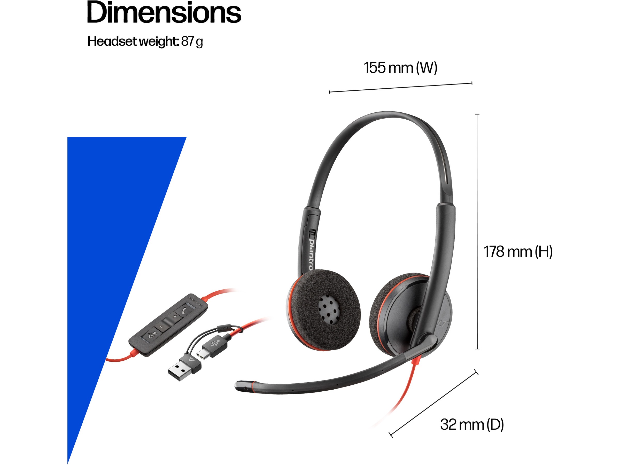 Poly Blackwire MS 3320 USB-C Headset Kablet headset