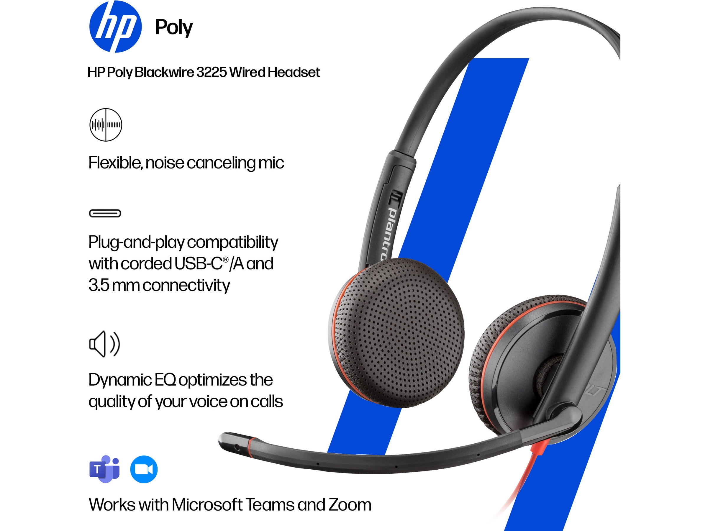Poly Blackwire 3225 Stereo USB-C Headset Kablet headset