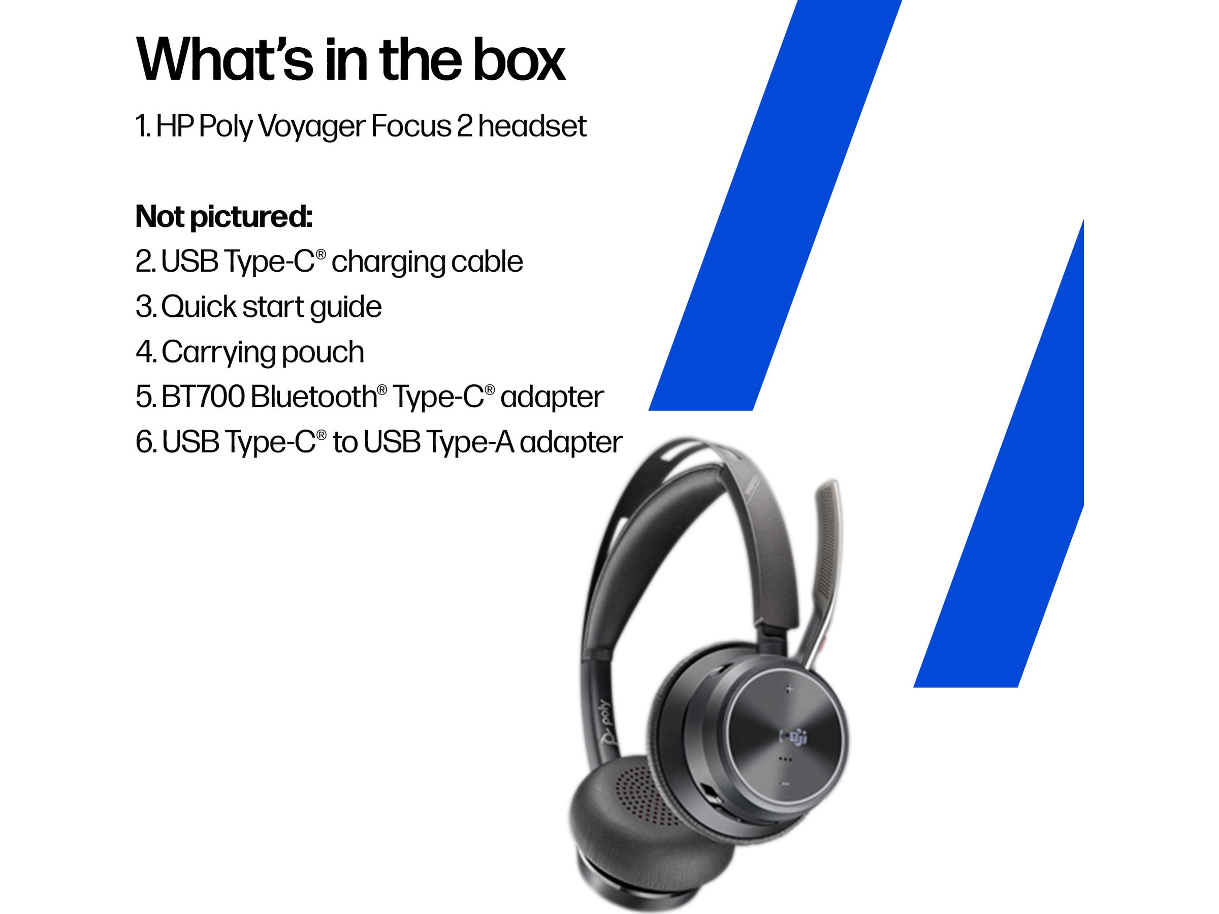 HP Poly Voyager Focus 2 MS USB-C trådløst headset Trådløst headset