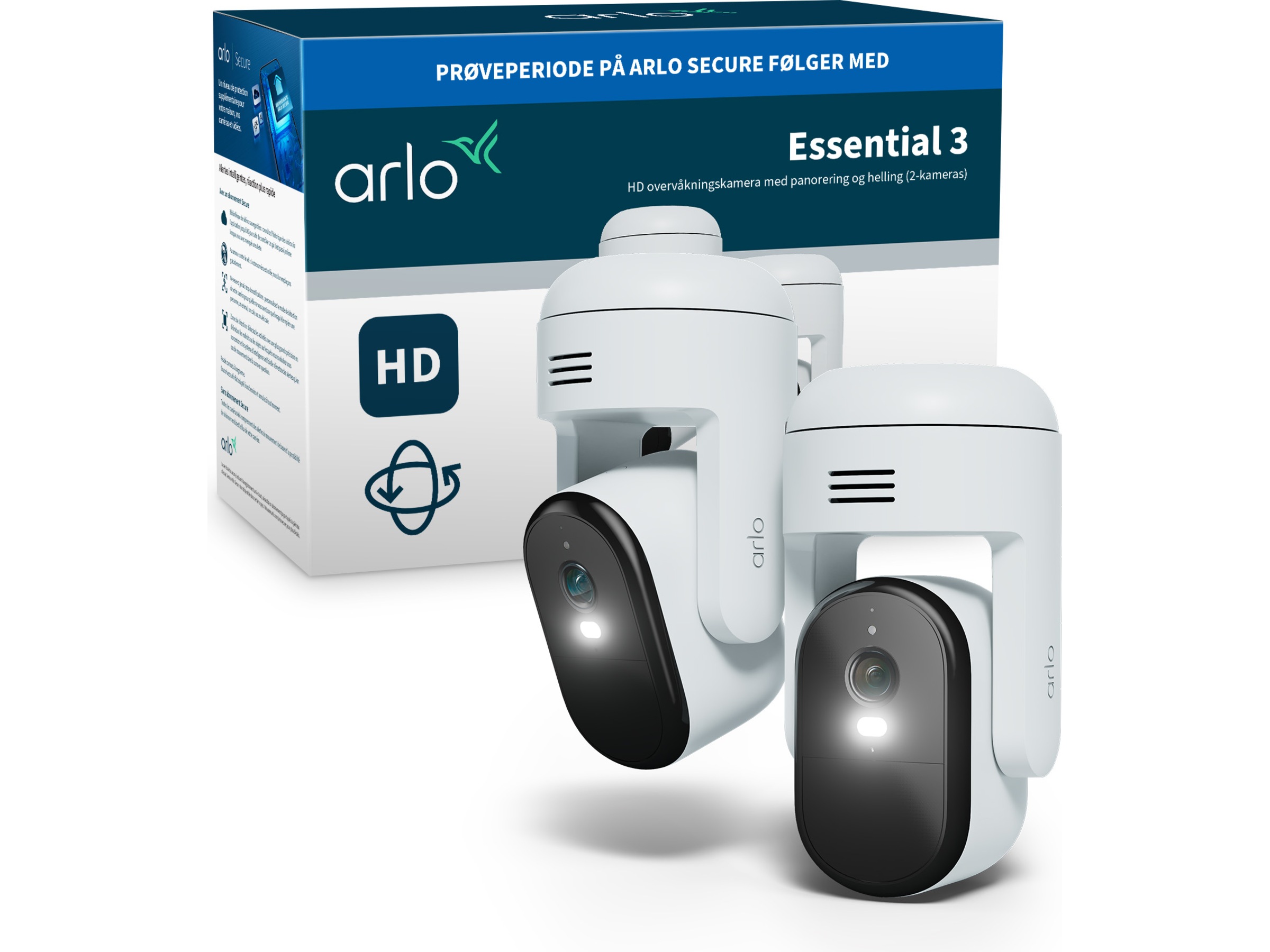 Arlo Essential 3 overvågningskamera HD PTZ 2-pack Overvågningskameraer