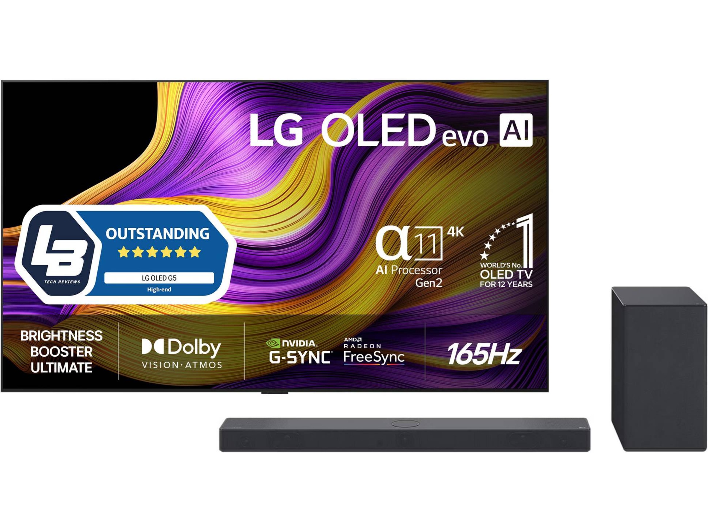 LG 65'' G5 OLED AI 4K OLED65G54 (2025) + lydplanke 60 - 69 tommer TV