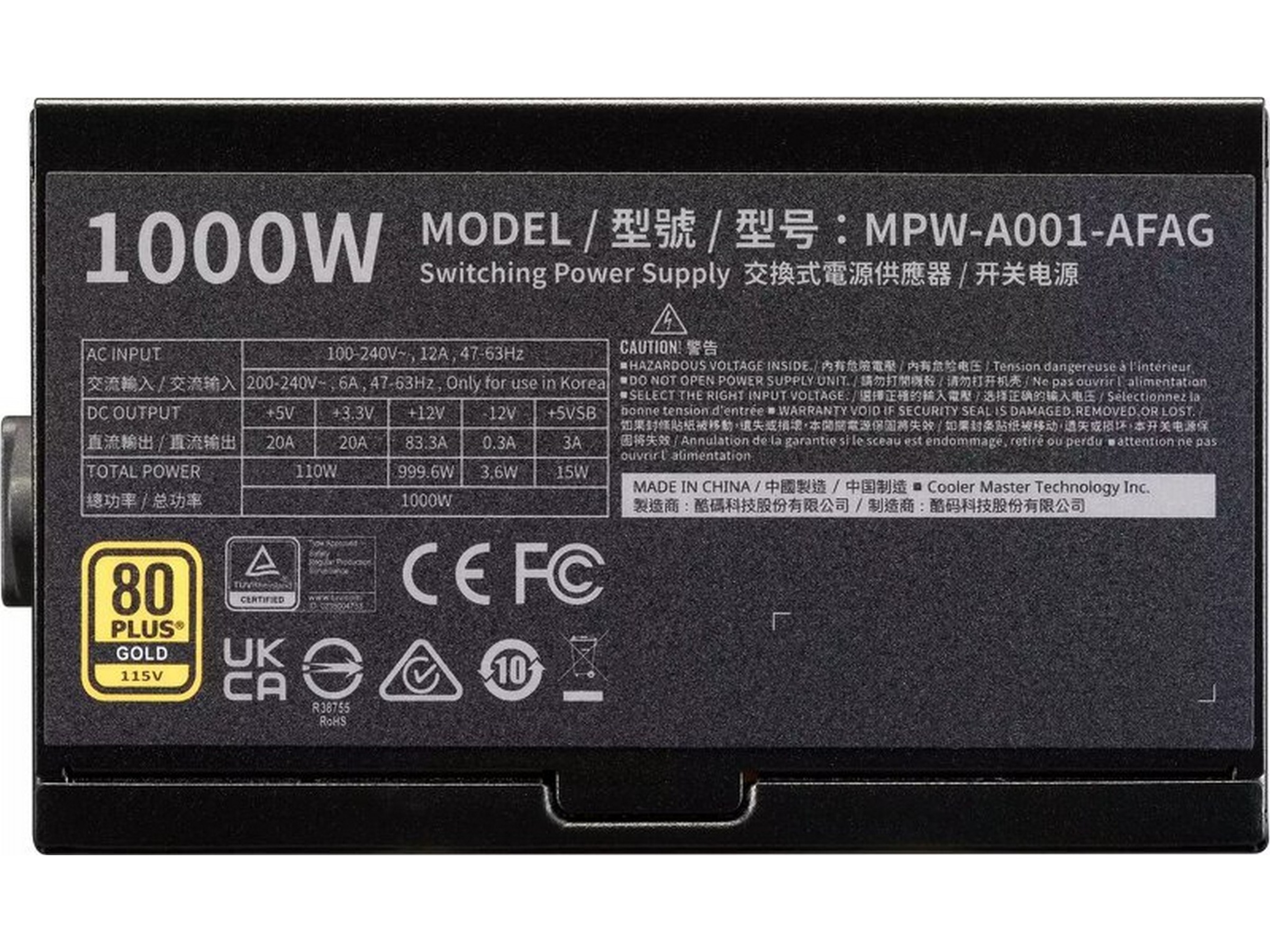 Cooler Master Elite Gold 1000W PSU Strømforsyninger