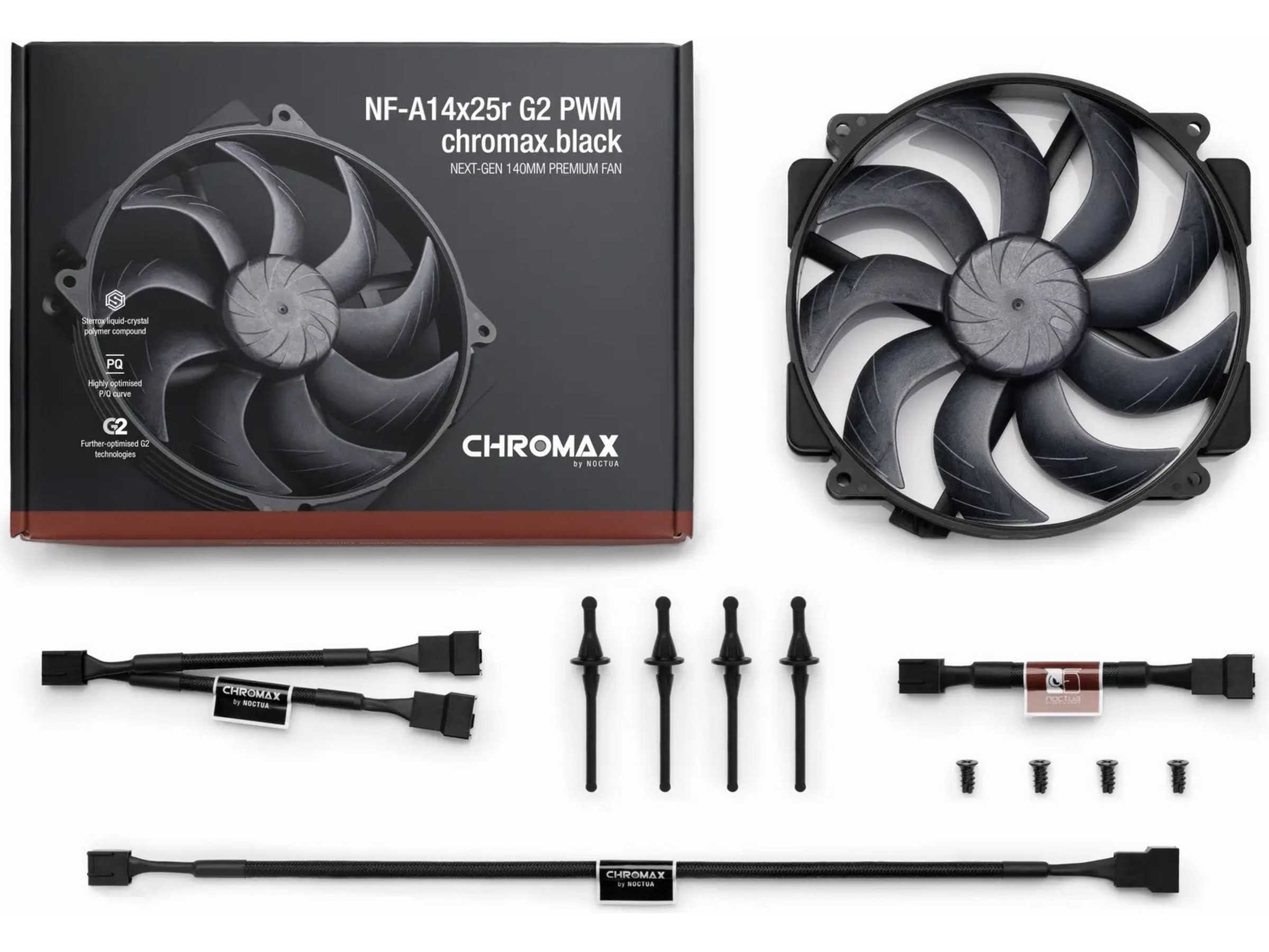 Noctua NF-A14x25r G2 PWM chromax.black blæser Blæsere