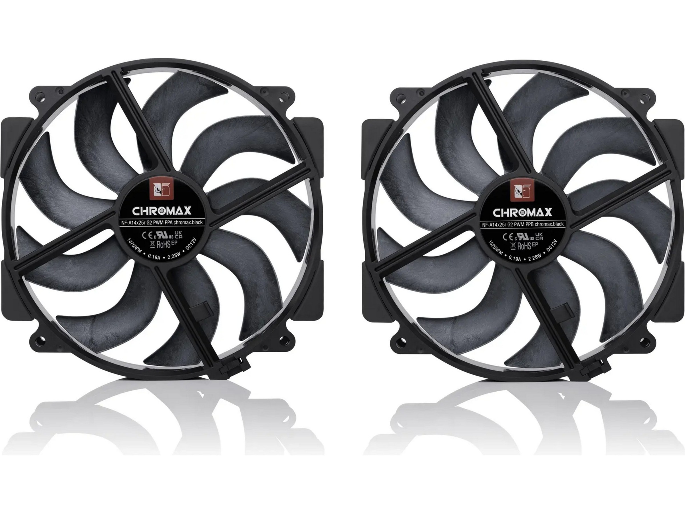 Noctua NF-A14x25r G2 PWM Sx2-PP chromax.black blæser Blæsere