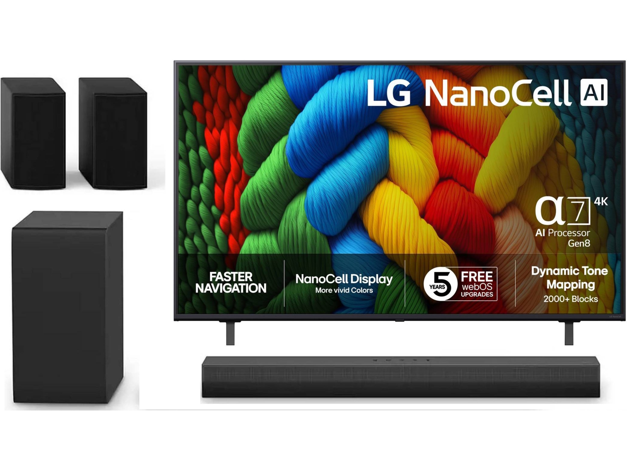 LG 50" NANO80 AI 4K NanoCell smart-tv (2025) + soundbar 60 - 69 tommer TV