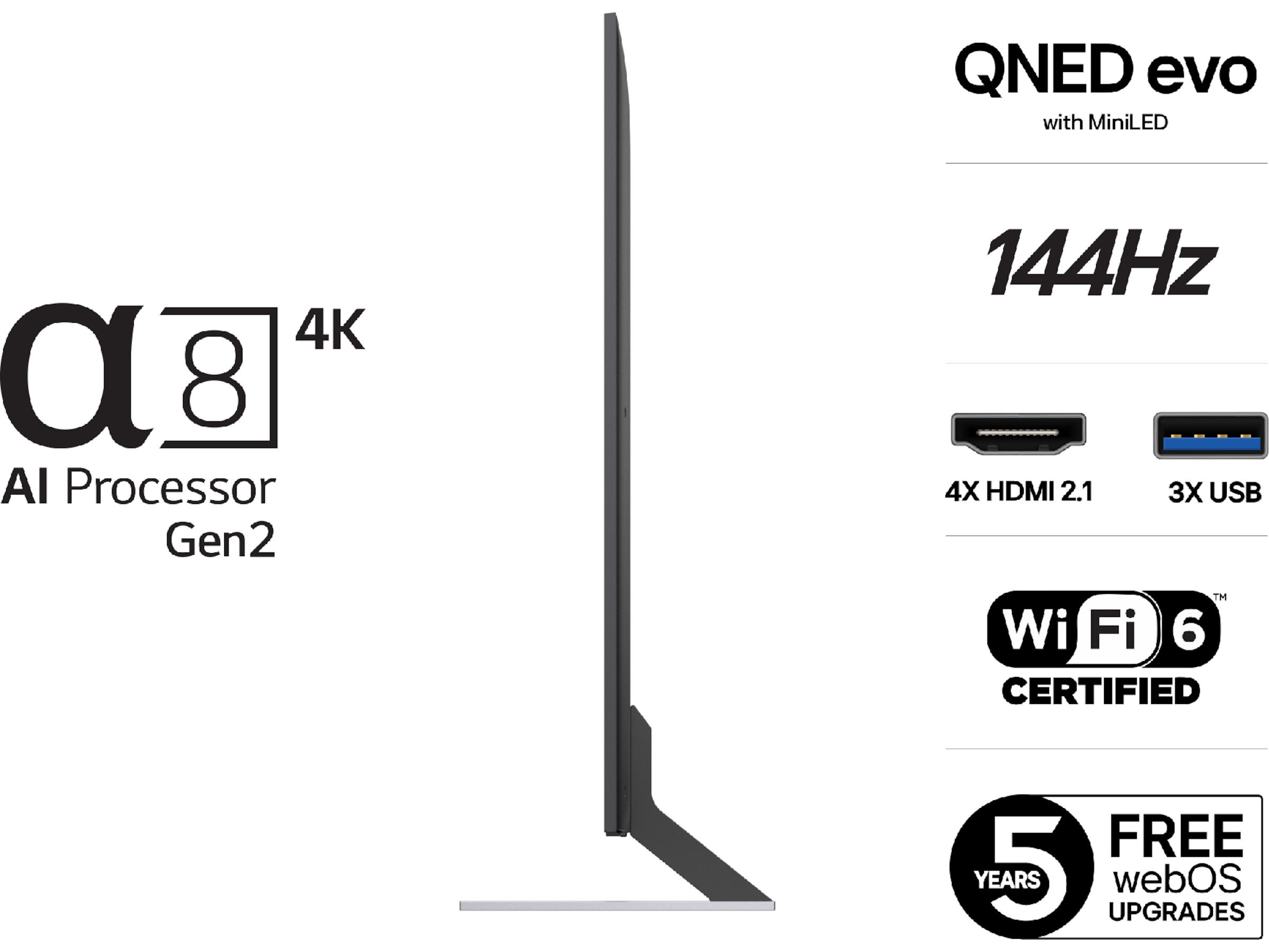 LG 86'' QNED85 evo AI MiniLED 4k Smart TV (2025) Over 80 tommer TV