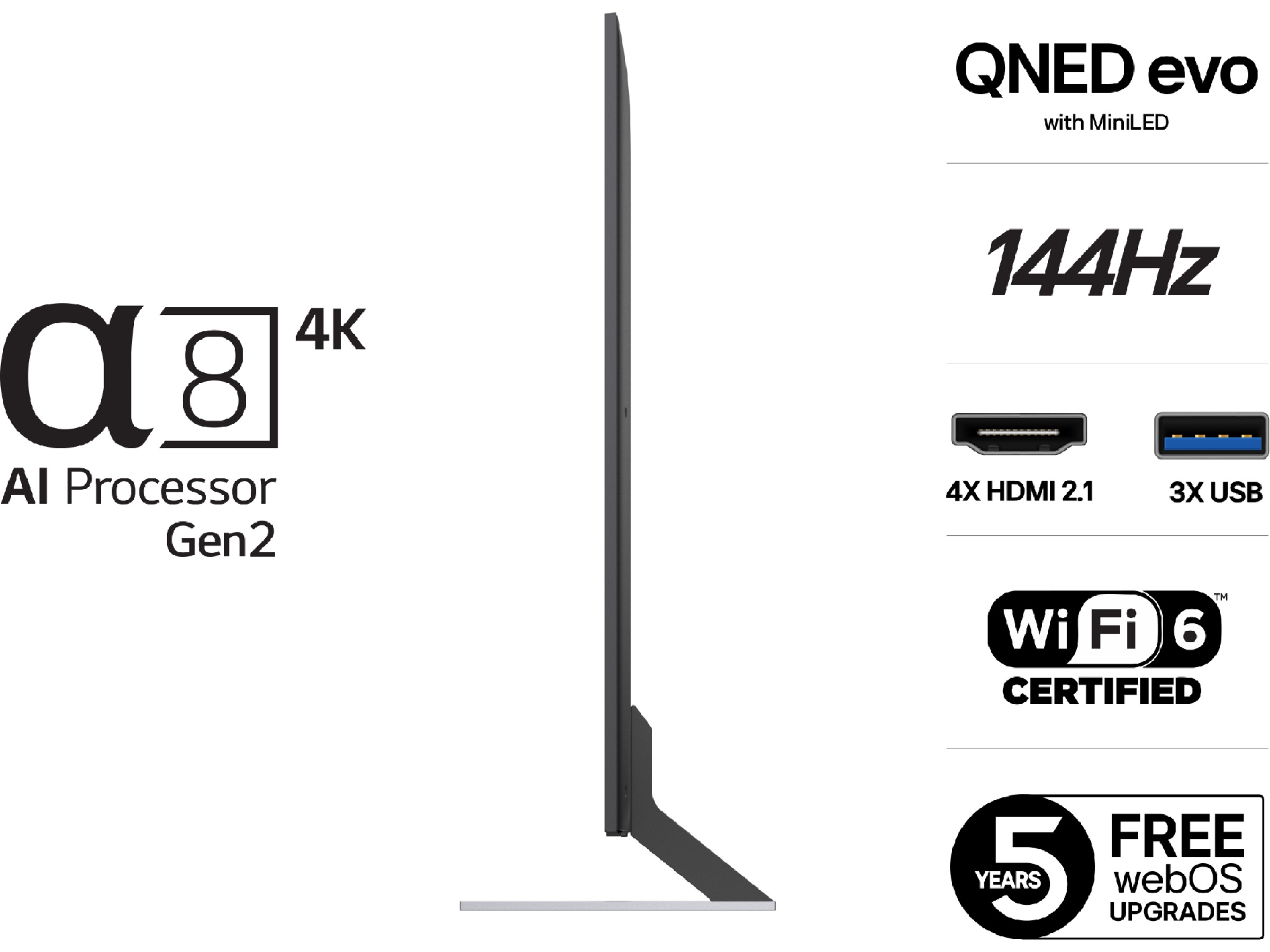 LG 75'' QNED85 evo AI MiniLED 4k smart-tv (2025) + soundbar 60 - 69 tommer TV