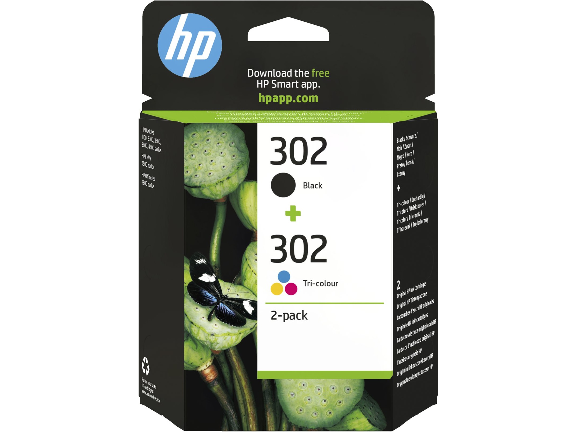 HP Bläck 302 2-pack (svart + trefärg) Blækpatroner