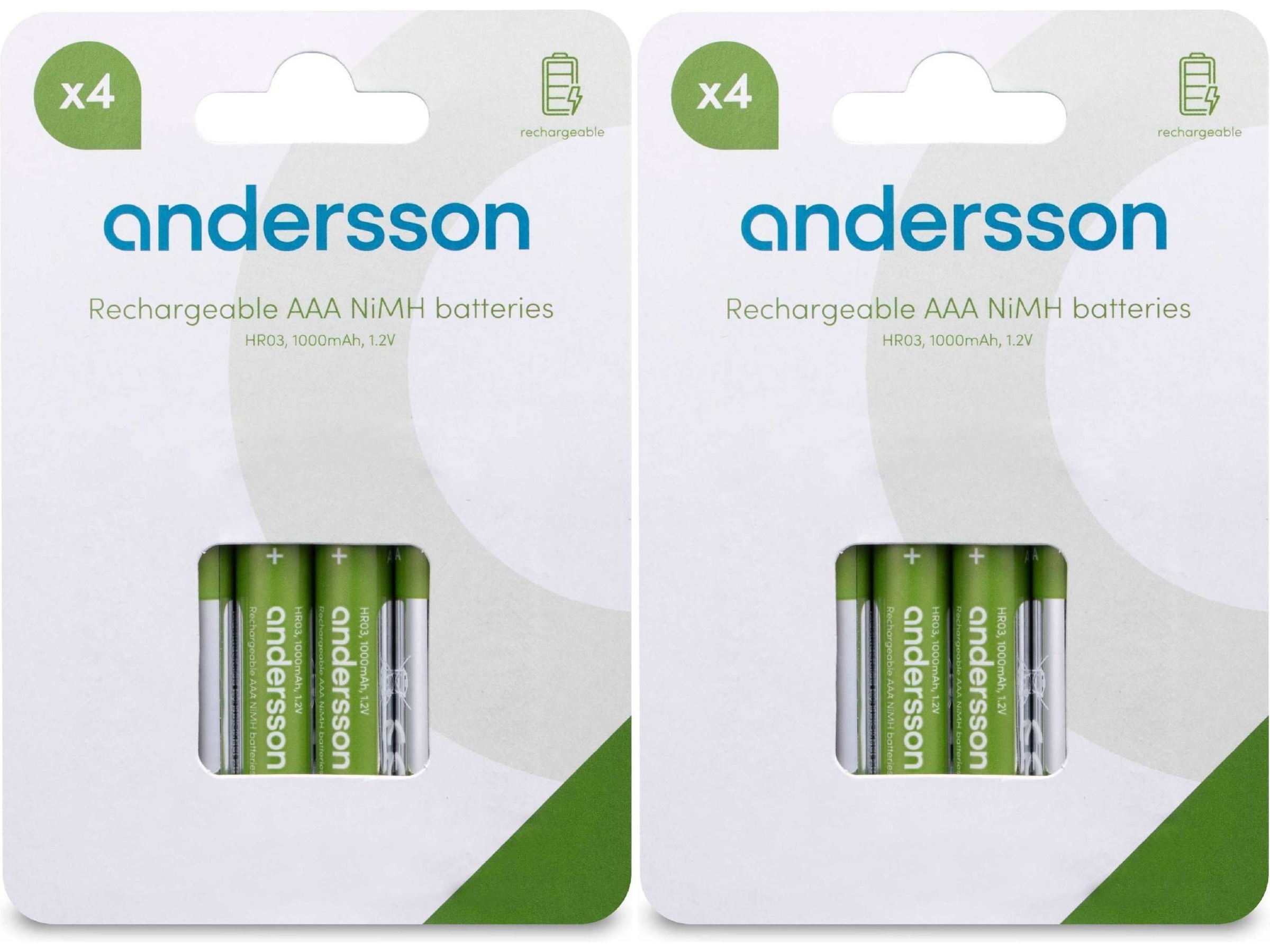 Andersson genopladelige AAA batterier, 2x4-pk Generelle batterier