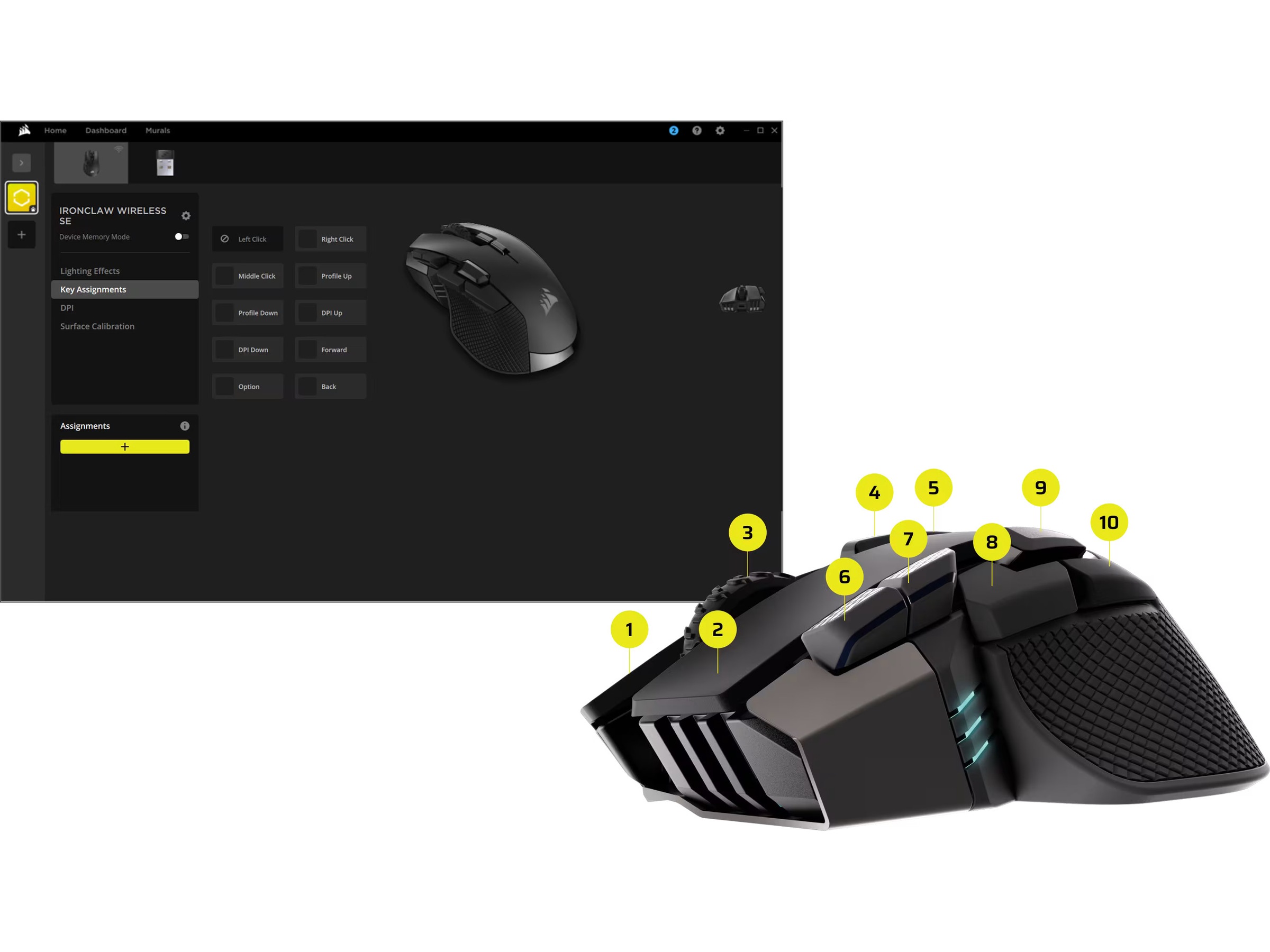 Corsair Ironclaw gamingmus trådløs SE Gamingmus