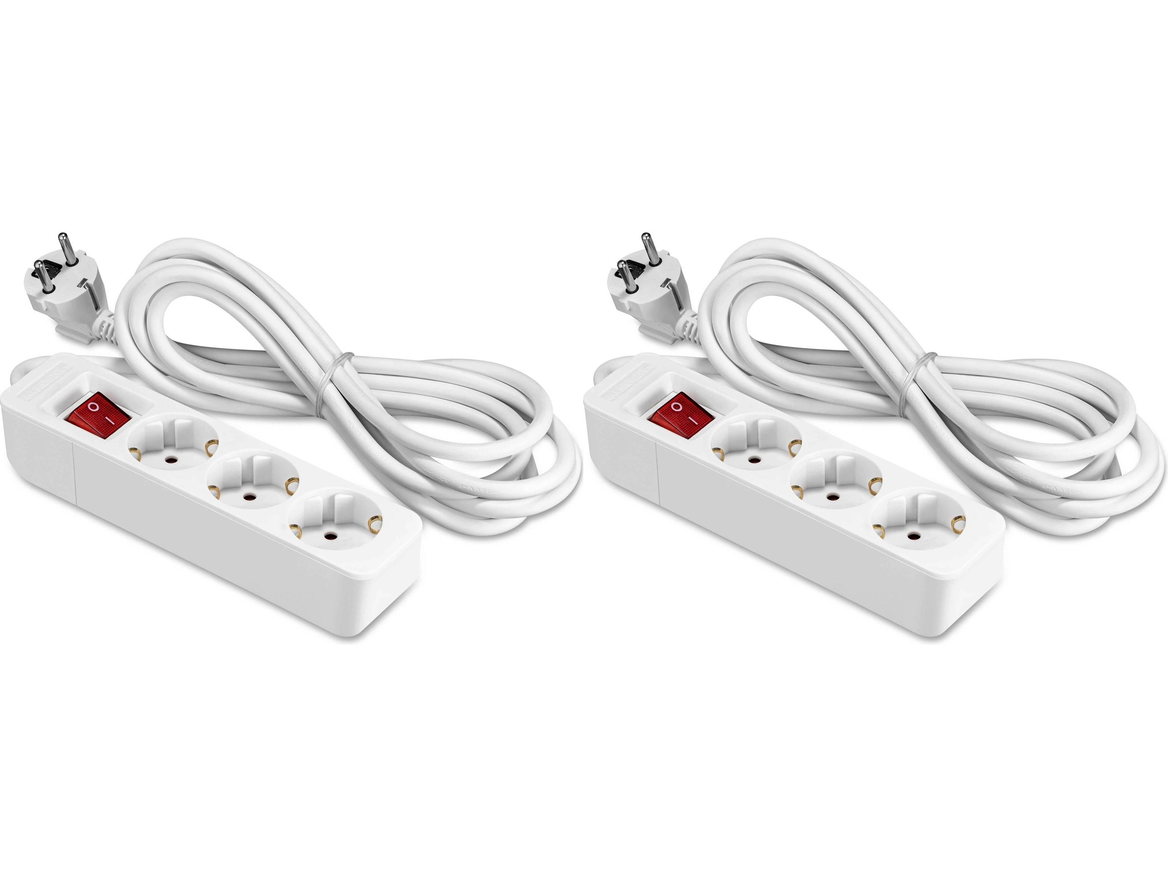 ON 3-vejs stikdåse 3m 2-pak Forlængerkabel & strømskinne