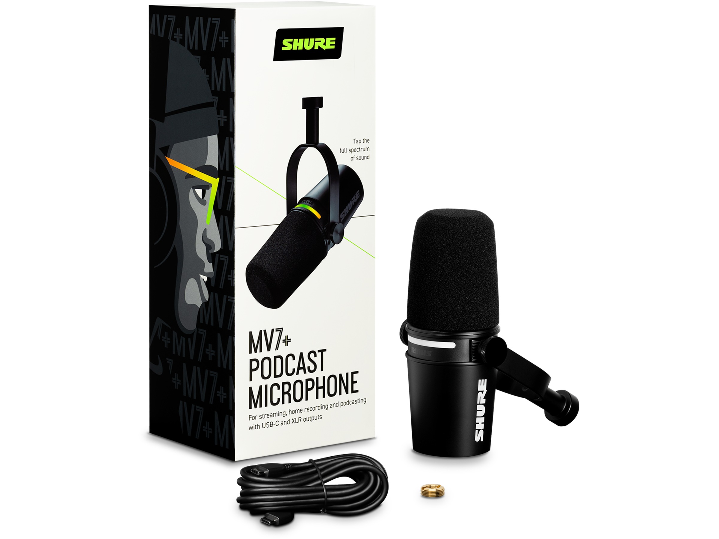 Shure MV7+ Podcast Mikrofon (sort) Mikrofon