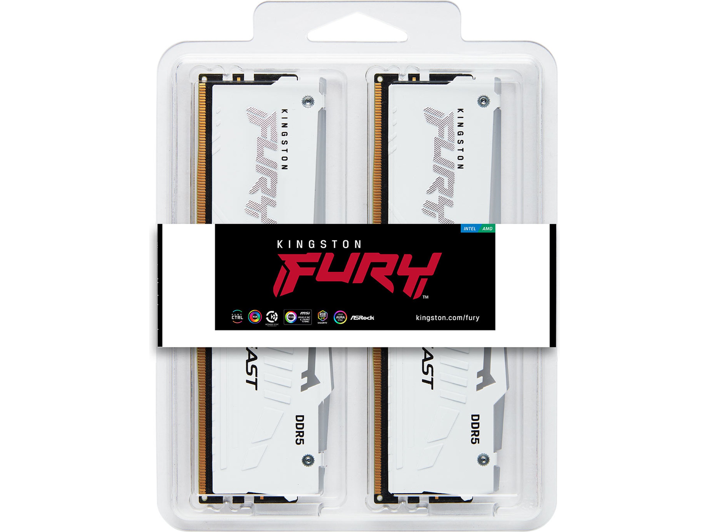 Kingston FURY Beast RGB DDR5 6000MHz 32GB (hvid) Hukommelse (RAM)