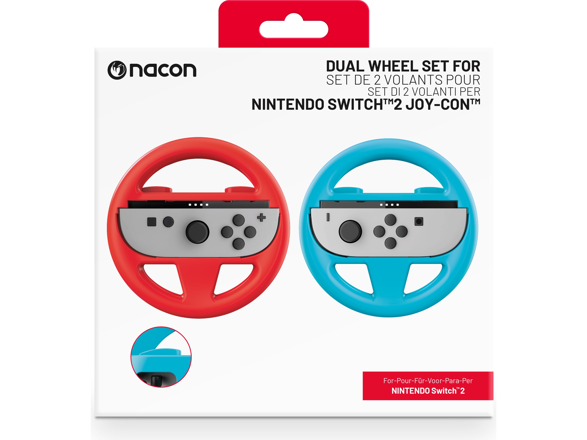 Nacon Dual Wheel for Nintendo Switch 2 (rød/blå) Tilbehør til spilkonsoller