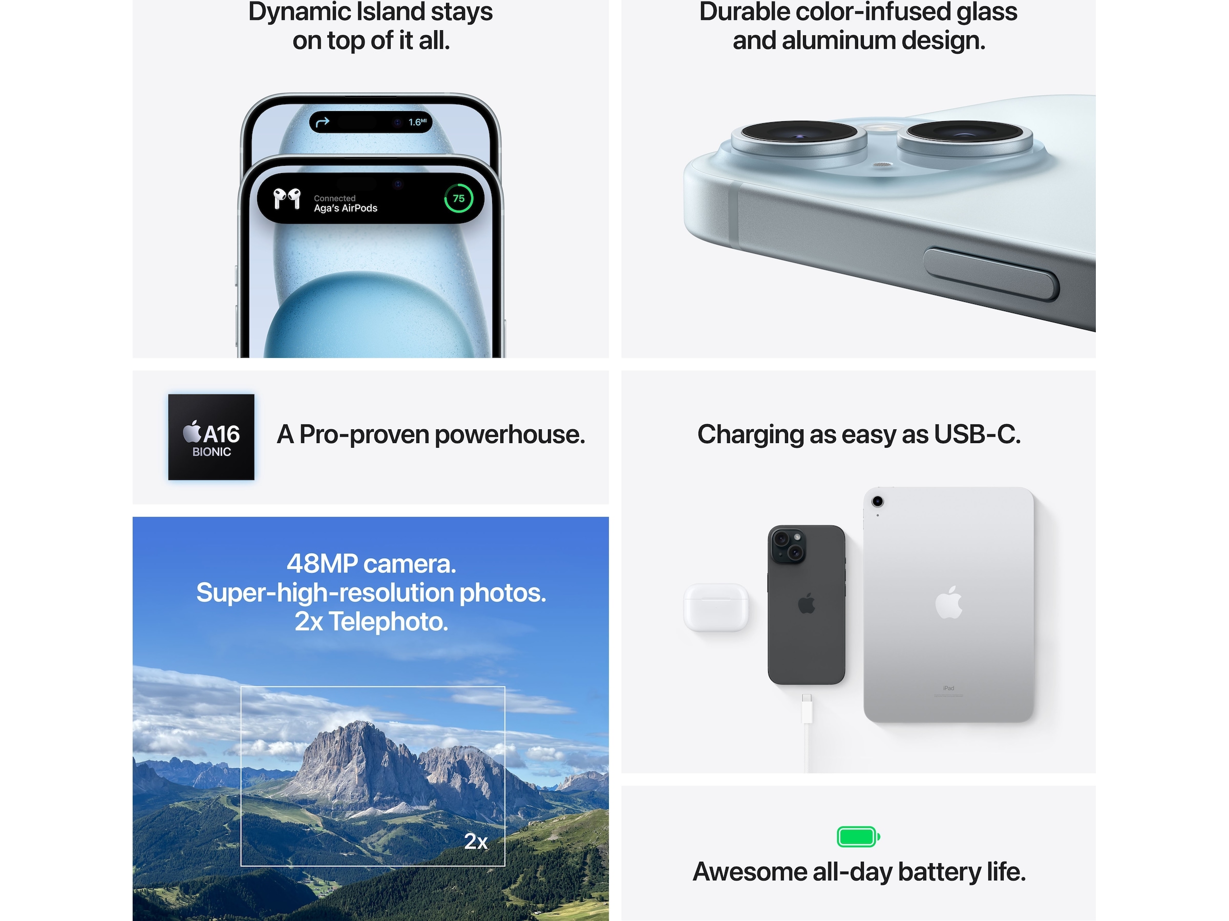 iPhone 15 128GB (sort) Mobiltelefoner