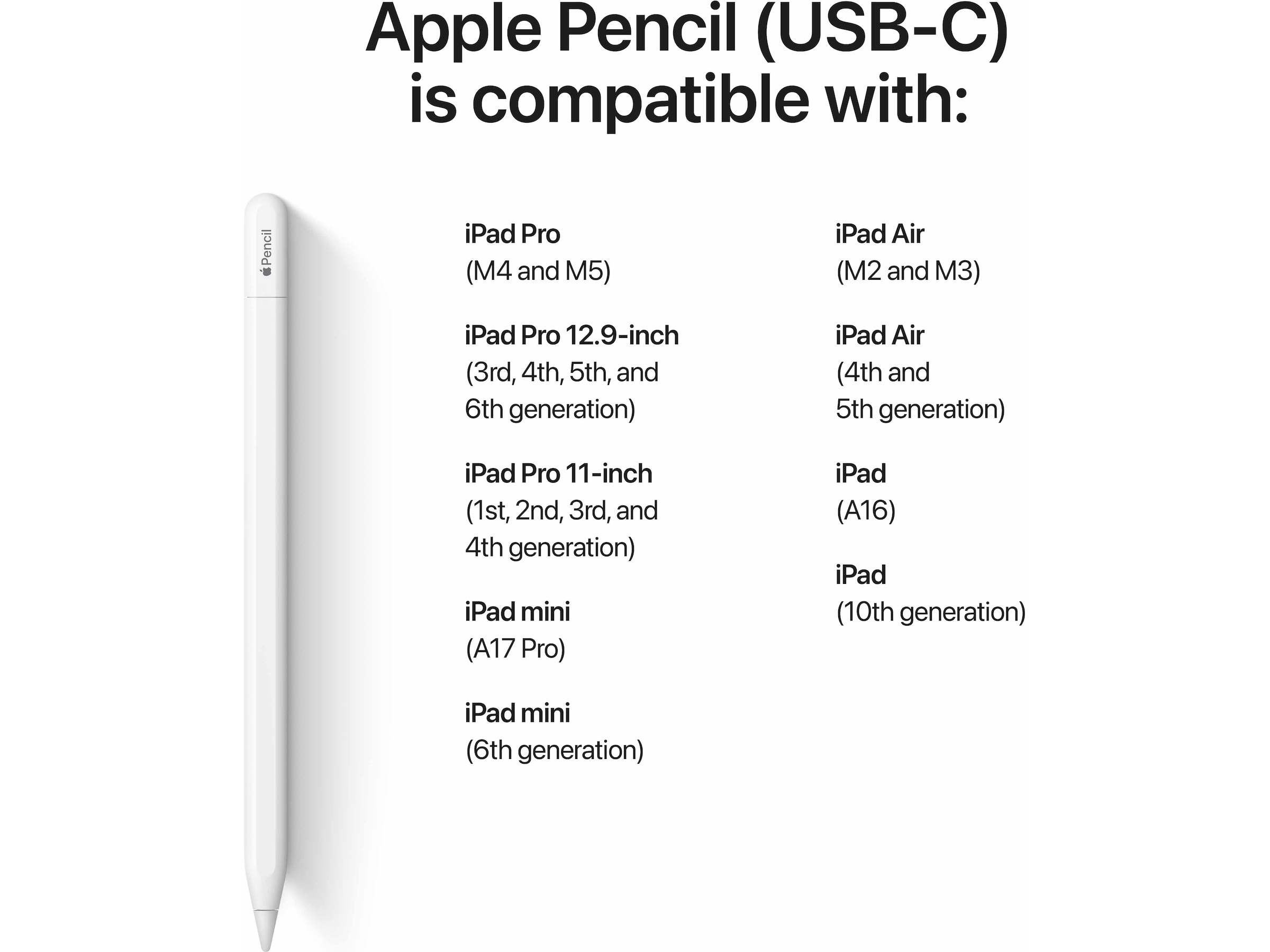 Apple Pencil USB-C (hvid) Tastatur og stylus