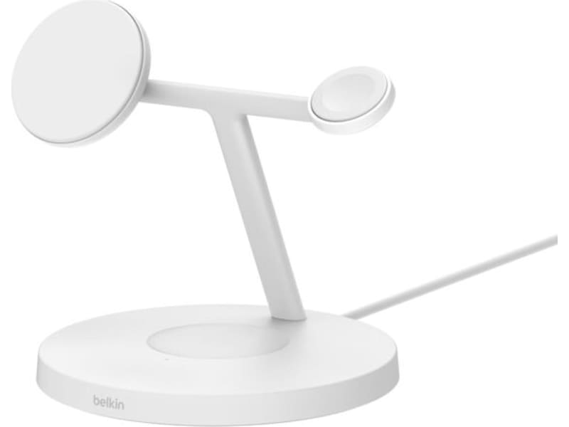 Belkin 3-i-1 Qi2 15W Ladestativ (hvid) Trådløs oplader