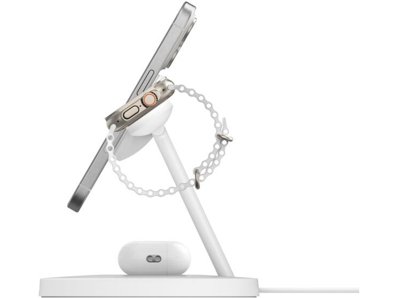 Belkin 3-i-1 Qi2 15W Ladestativ (hvid) Trådløs oplader