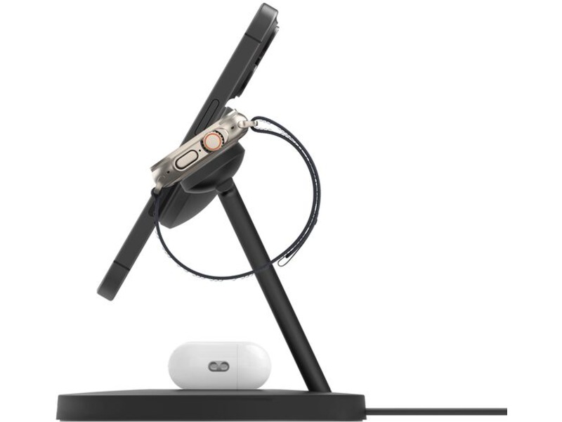 Belkin 3-i-1 Qi2 15W Ladestativ (sort) Trådløs oplader