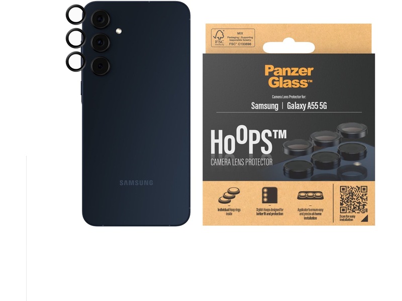 PanzerGlass Galaxy A55 5G Hoops Linsebeskytter (sort) Skærmbeskyttelse mobiltelefon