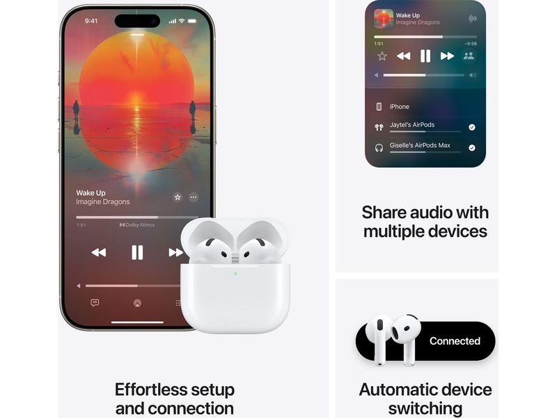 Apple AirPods 4 Trådløse høretelefoner, Earbuds (hvid) In-ear høretelefoner