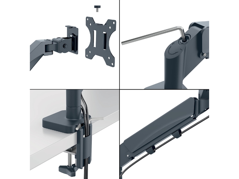 Leitz Ergo Monitor Arm Single, pladsbesparende, 17-32" flad/buet skærm Væg ophæng