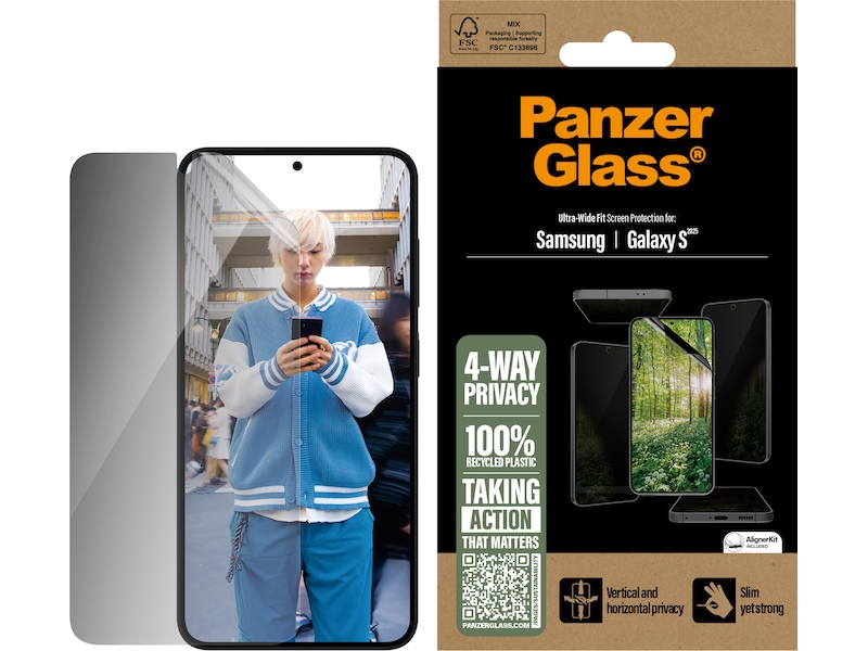 PanzerGlass Galaxy S25/S24 ECO MATRIX 4-vejs Privacy skærmbeskytter Skærmbeskyttelse mobiltelefon