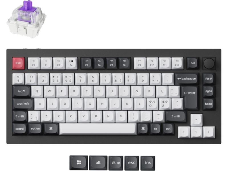 Keychron Q1 HE 75% QMK trådløst gamingtastatur (sort) Gamingkeyboard