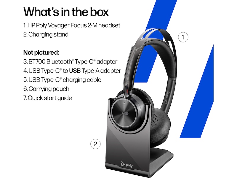 Poly Voyager Focus 2 MS USB-C Headset med opladningsstander Trådløst headset