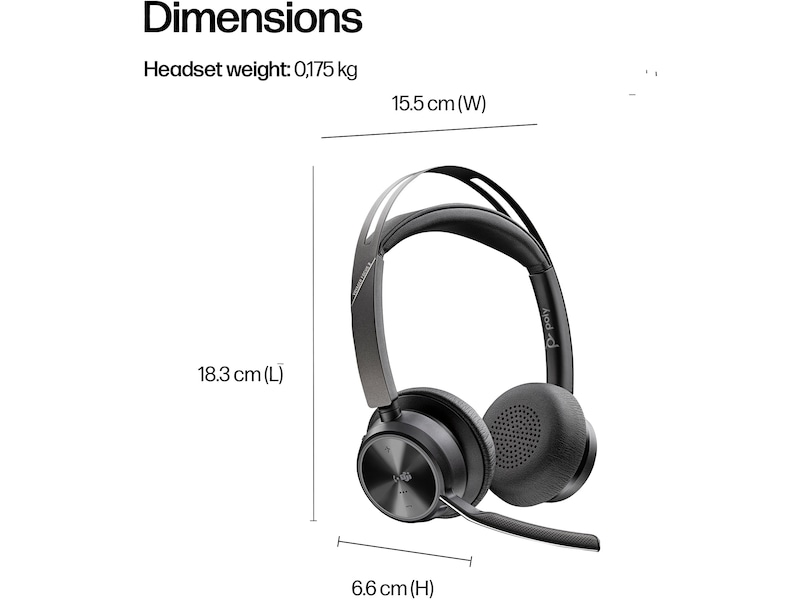 HP Poly Voyager Focus 2 MS USB-C trådløst headset Trådløst headset