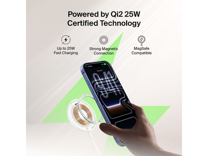 Belkin UltraCharge magnetisk ladeplade 25W Qi2 med stativ Trådløs oplader