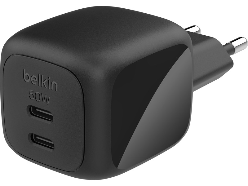 Belkin Dual USB-C PD GaN vægoplader (sort) Mobilopladere