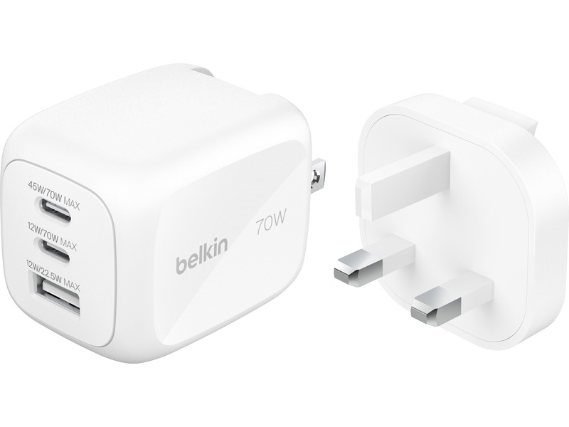 Belkin BoostCharge Pro GaN 70W vægoplader + rejseadapter Mobilopladere