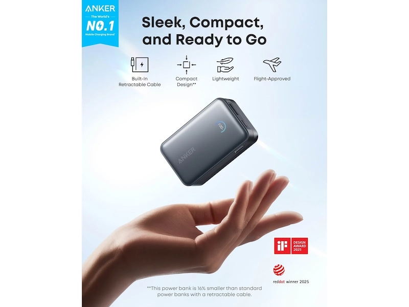 Anker Nano Power Bank 10K 45W (sort) Powerbank
