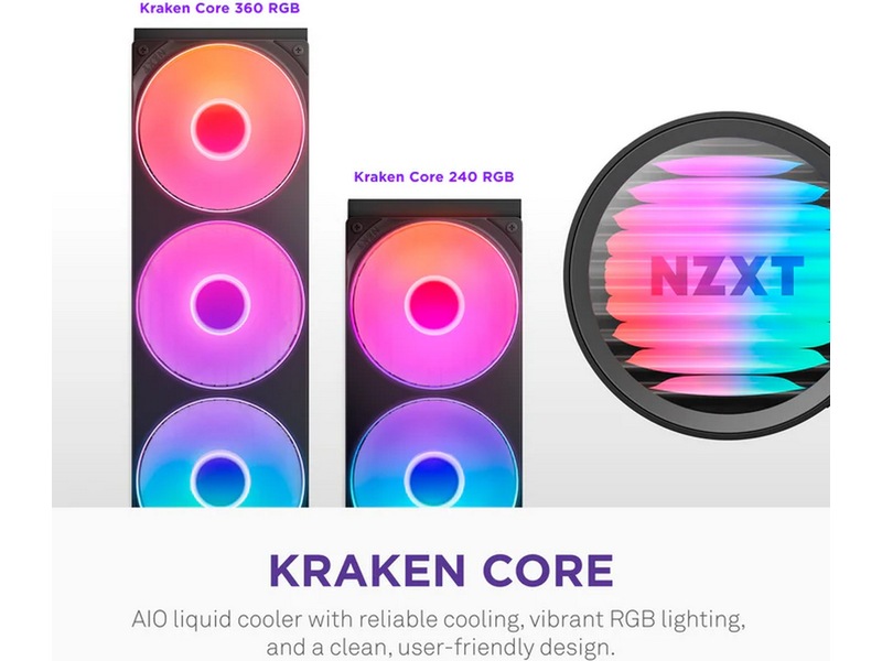 NZXT Kraken Core RGB 240mm AIO Kylare (svart) CPU - Vandkøling
