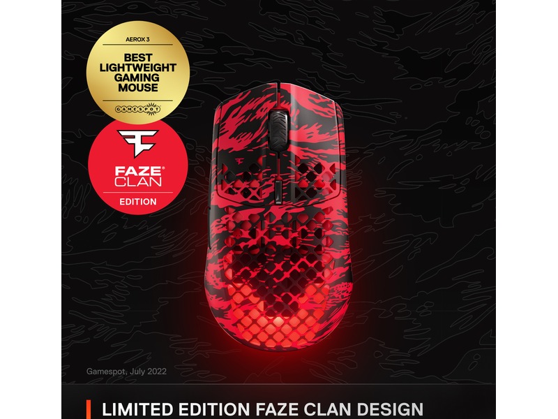SteelSeries Aerox 3 Wireless Faze Clan Trådlös Gamingmus Gamingmus
