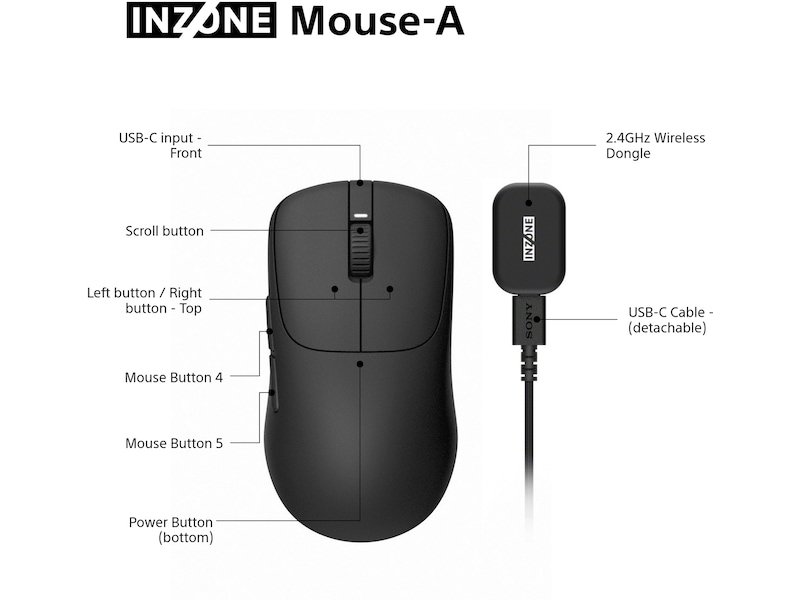 Sony INZONE Mouse-A Trådlös Gamingmus Gamingmus