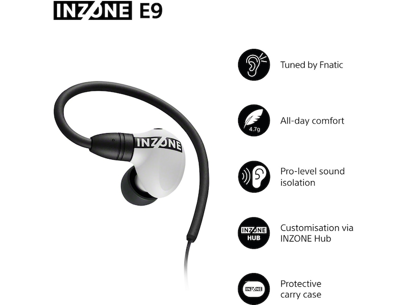 Sony INZONE E9 In-Ear Gaming Öronproppar (vit) In-ear høretelefoner