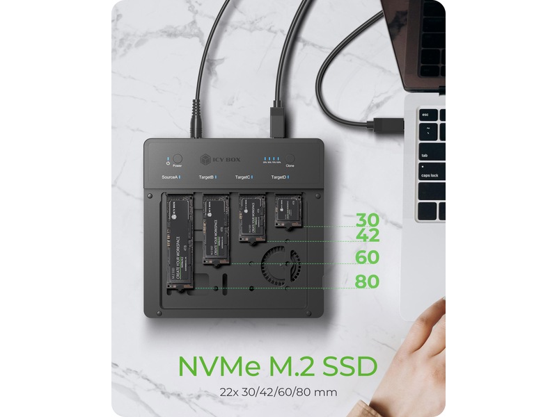  ICY BOX 4 bay Clone and DockingSation Dockingstation og USB-hub