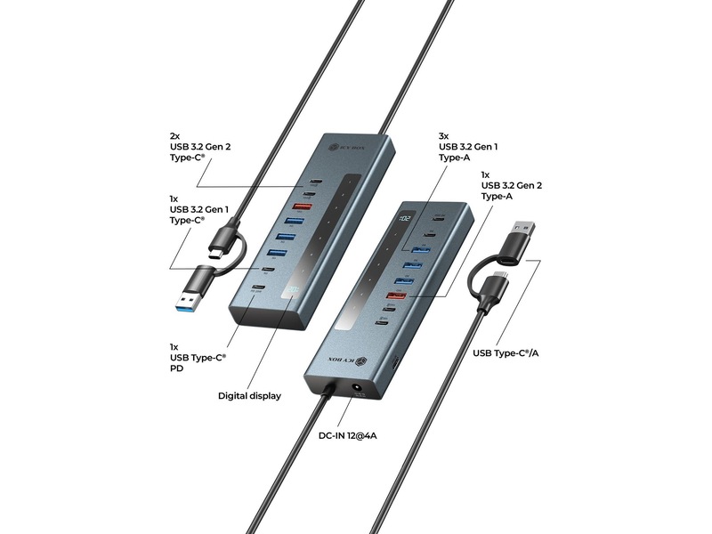 ICY BOX 9-i-1 HUB Dockingstation og USB-hub
