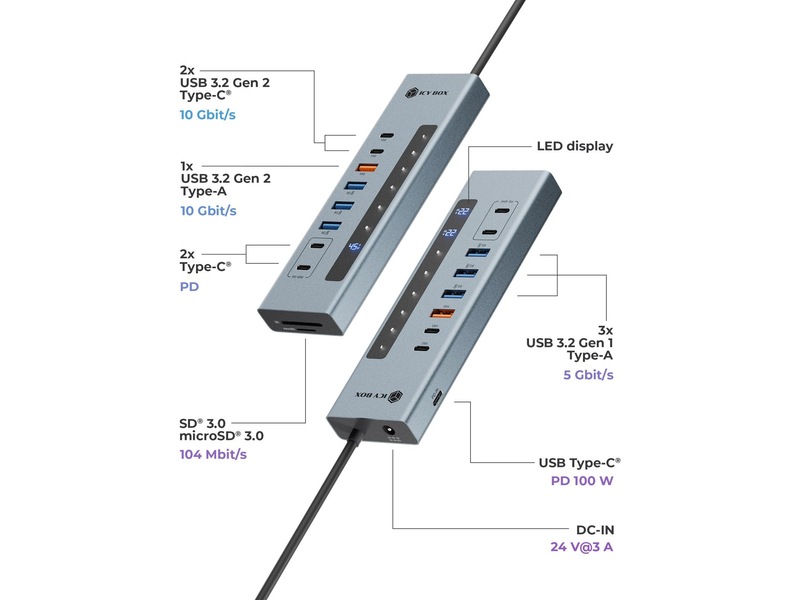 ICY BOX 11-i-1 USB Type-C HUB Dockingstation og USB-hub