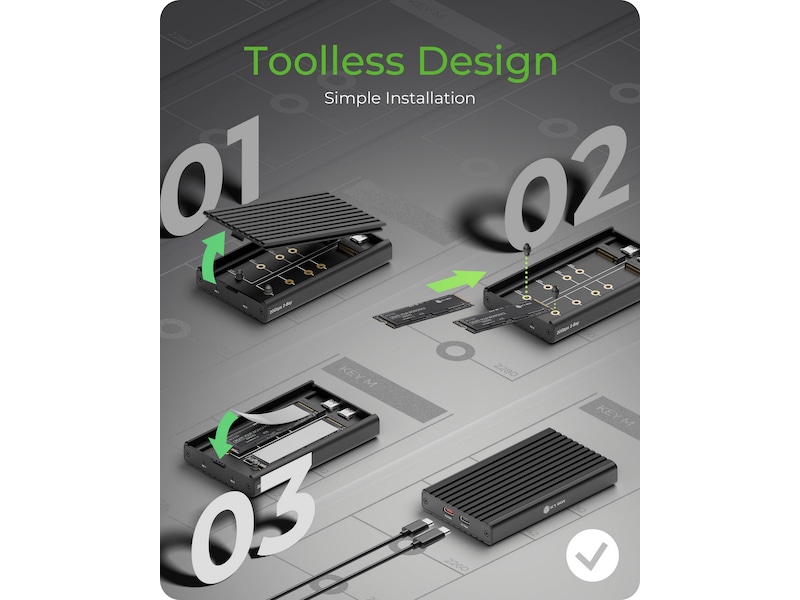 Icy Box 2 bay M.2 PCIe NVMe-kabinet Eksterne Kabinetter
