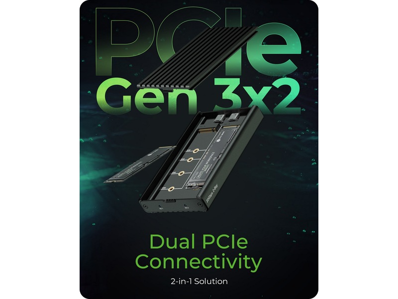 Icy Box 2 bay M.2 PCIe NVMe-kabinet Eksterne Kabinetter