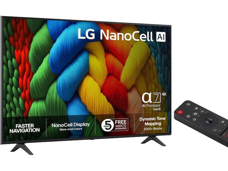 LG 75" NANO80 AI 4K NanoCell Smart TV (2025) + Soundbar 70 - 79 tommer TV