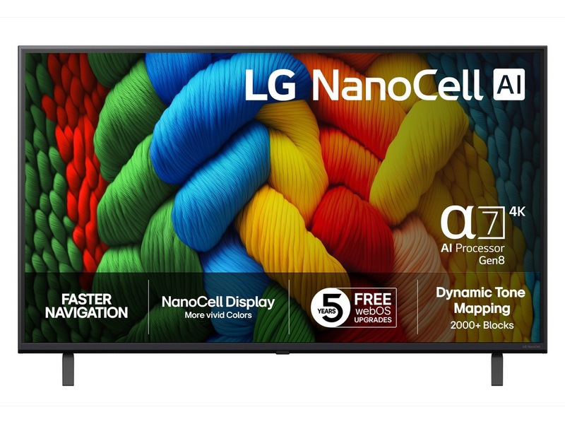 LG 43" NANO80 AI 4K NanoCell Smart TV (2025) + Soundbar  20 - 49 tommer TV