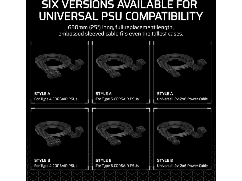 Corsair PSU 90° 12V-2x6 Style B Kabel Tilbehør
