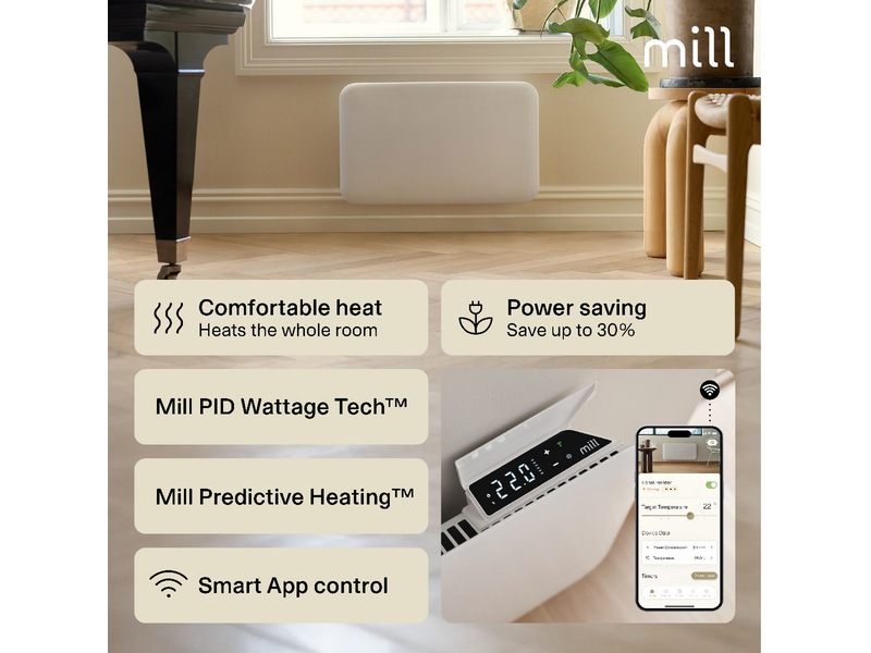 Mill Invisible Smart WiFi Gen 4 panelradiator 700W 2-pack (vit) Varmepaneler