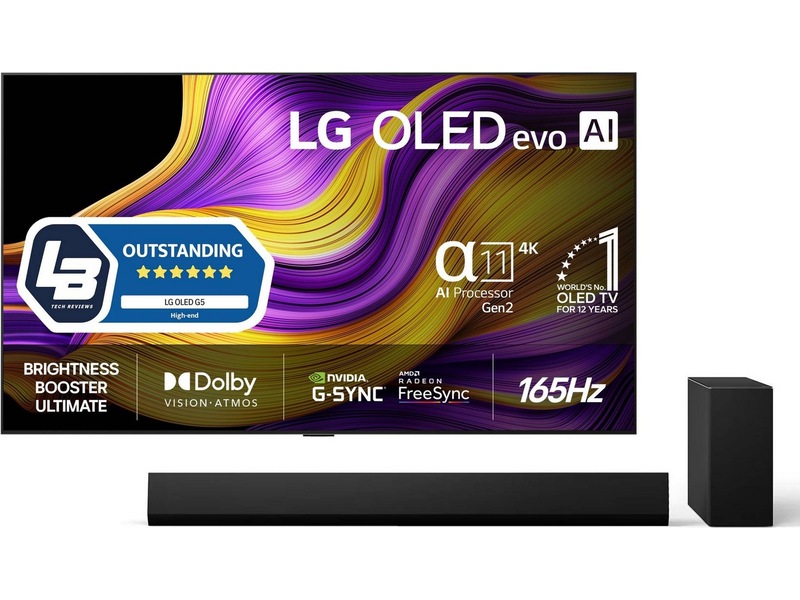 LG 77" G5 AI 4K OLED Smart TV (2025) + Soundbar 70 - 79 tommer TV